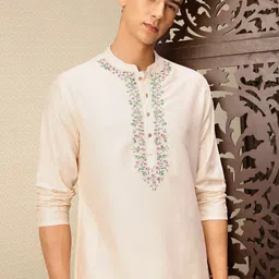 House of Pataudi Floral Embroidered Rozana Kurta-image-58