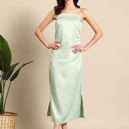 Mast & Harbour Satin Slits A-Line Midi Dress-image-96