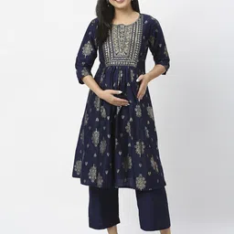MeeMee Floral Printed Pure Cotton A-Line Maternity Kurta-image-7