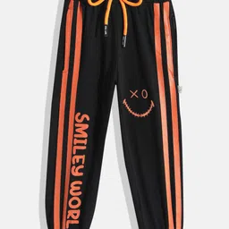 Happy Faces Boys Typography Print Pleated Pure Cotton Joggers-image-2