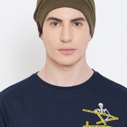 PUNK Men Olive Green Striped Beanie-image-8