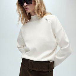MANGO High Neck Pullover with Zip Detail-image-91