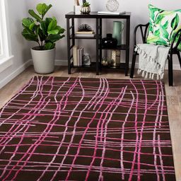 Story@home Brown & Pink Handmade Woollen Carpet-45