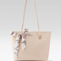 Mast & Harbour Textured Structured Shoulder Bag With Scarf-13