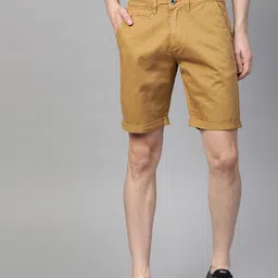 Roadster Men Khaki Solid Regular Fit Shorts-image-41