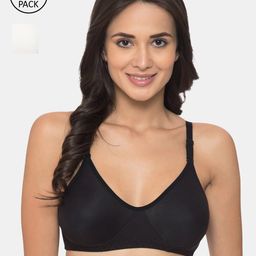 KOMLI Pack Of 2 Solid Non-Wired Non Padded Everyday Bra K-983-BLK-2PC-WH-54