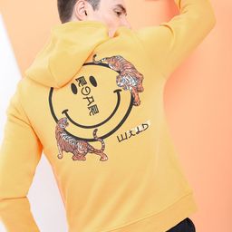KETCH Men Yellow Printed Hooded Sweatshirt-image-22