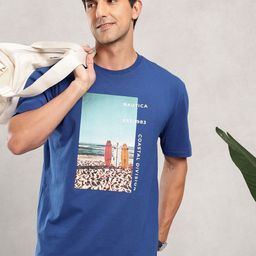 Nautica Graphic Printed Drop-Shoulder Sleeves Pure Cotton T-shirt-image-78