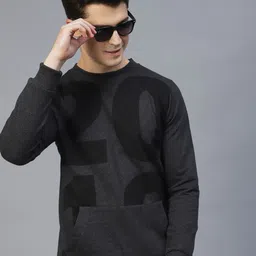 Rigo Men Charcoal Printed Fleece Sweatshirt-image-86