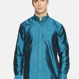 TATTVA Men Blue Slim Fit Solid Casual Shirt-image-56