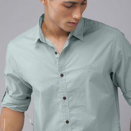 Roadster Men Green Solid Slim Fit Casual Shirt-image-59