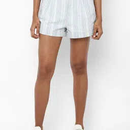 AMERICAN EAGLE OUTFITTERS Women White Striped Slim Fit Regular Shorts-image-93
