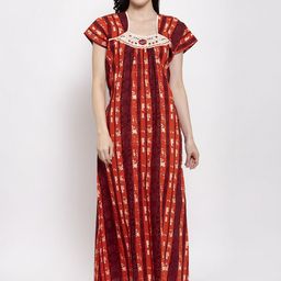 Secret Wish Orange & Red Striped Nightdress-image-50