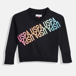 U.S. Polo Assn. Kids Girls Black Brand Logo Printed Sweatshirt-picture-33