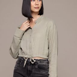 The Roadster Lifestyle Co. Tie-Up Pure Cotton Shirt Style Top-image-74