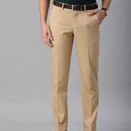 Louis Philippe Men Beige Slim Fit Low-Rise Regular Trousers-picture-34