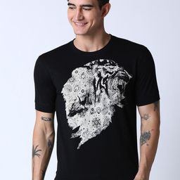 Huetrap Men Black Printed Round Neck T-shirt-picture-24