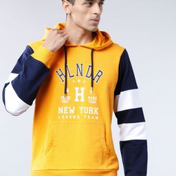 HIGHLANDER Men Yellow Printed Hooded Sweatshirt-image-69