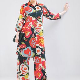 I like me Women Shirt Collar Abstract Printed Night suit-image-99