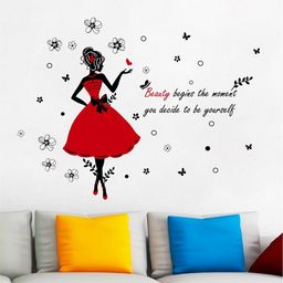 rawpockets Multicolored Beauty Quotes with Lady Wall Stickers-38