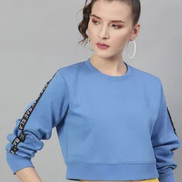 STREET 9 Women Blue Solid Sweatshirt-image-92