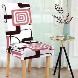 Cortina Set of 4 White & Brown Printed Chair Seat Covers-9