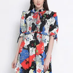 Oxolloxo Women White Printed Fit and Flare Dress-picture-6