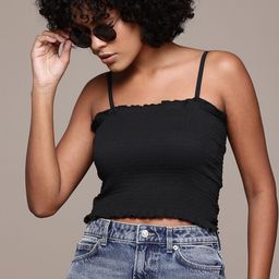 Roadster Smocked Crepe Fitted Crop Top-picture-19