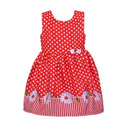 Wish Karo Girls Red Printed Fit and Flare Dress-image-94
