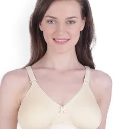 Bralux Beige Solid Non-Wired Non Padded T-shirt Bra Bralux-AmbikaBra-image-1