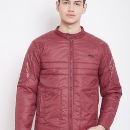 Adobe Men Maroon Striped Lightweight Padded Jacket-image-51