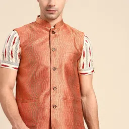 Anouk Men Pink Jacquard Nehru Jacket-22