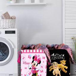 Kuber Industries Set Of 2 Disney Minnie Lion King Print Foldable Laundry Basket With Handles-3