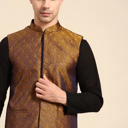 Anouk Men Brown Ethnic Nehru Jacket-39