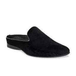 San Frissco Men Black Solid Velvet Mules-image-36