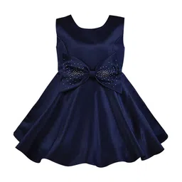 Wish Karo Girls Navy Blue Solid Fit and Flare Dress-picture-40