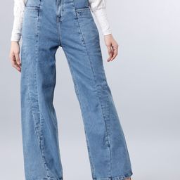 Tokyo Talkies Women Blue Flared Mid-Rise Mildly Distressed Jeans-image-11