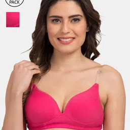 Tweens Pack Of 2 Pink Solid Non-Wired Heavily Padded Everyday Bras TW-915900-2PC-DPK-30B-image-14