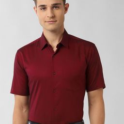 Peter England Men Maroon Regular Fit Solid Formal Shirt-image-97