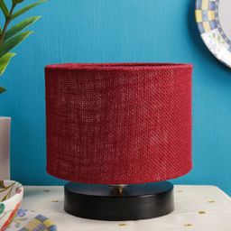 Devansh Maroon & Black Solid Cylinder Table Lamp-10