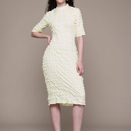 Freehand by The Indian Garage Co Checked Sheath Midi Dress-image-73