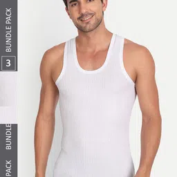 T.T. Pack Of 3 Parker Striped Cotton Innerwear Vests-image-98