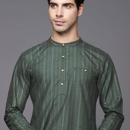 Indo Era Men Geometric Printed Indigo Kurta-picture-54