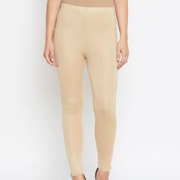 AURELIA Women Golden Solid Ankle Length Leggings-image-101