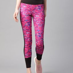 Alcis Women Pink & Black Abstract Print Tights-image-54