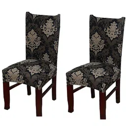 HOUSE OF QUIRK Black & Beige Set Of 2 Printed Chair Covers-14