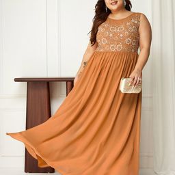 Miss Chase A+ Embroidered Georgette Fit & Flare Maxi Dress-image-56