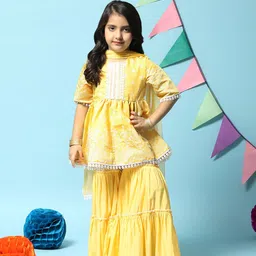 Biba Ethnic Motifs Embroidered Kurta with Sharara & Dupatta-picture-10