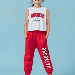 YK X Trampoline Girls Graphic Printed Crop Top And Joggers-35