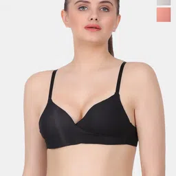 Amour Secret Black & Grey Bra Full Coverage Lightly Padded-24